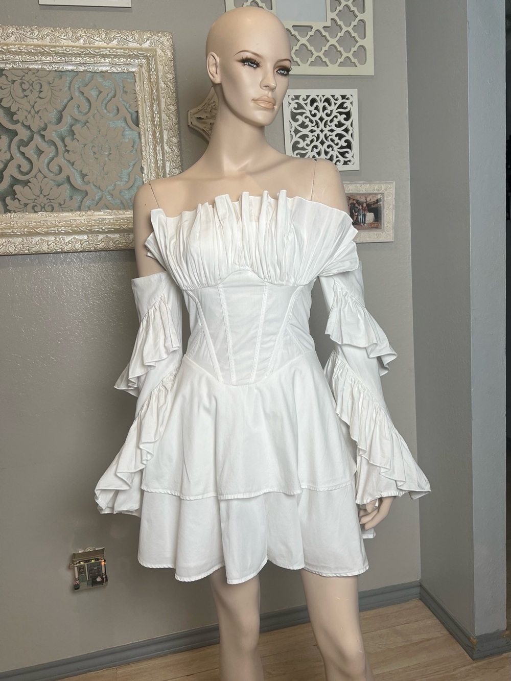 ASOS White Off-Shoulder Ruffle Tiered Dress - Picture 5 of 14